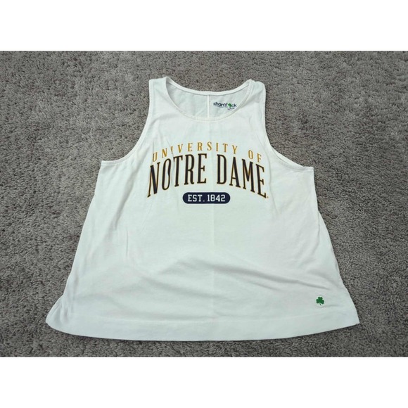 Tops - University‎ of Notre Dame Fighting Irish Tank Top Womens S NCAA Shamrock White